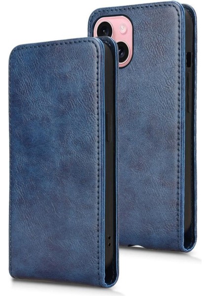 iPhone 15 Plus Lüks Dikey Yukarı ve Aşağı Döndürülebilir Kart Yuvası Deri Telefon Kılıfı Koruma Kabuğu (Yurt Dışından) indirimleri