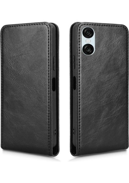 Xperia 10 Vı Lüks Dikey Yukarı ve Aşağı Döndürülebilir Kart Yuvası Deri Telefon Kılıfı Koruma Kabuğu (Yurt Dışından)