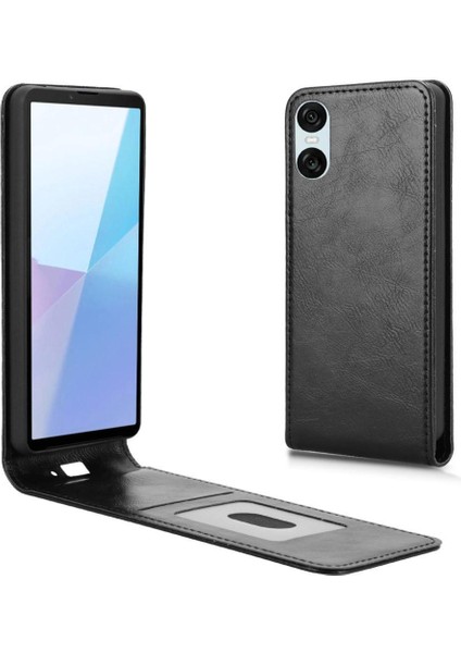 Xperia 10 Vı Lüks Dikey Yukarı ve Aşağı Döndürülebilir Kart Yuvası Deri Telefon Kılıfı Koruma Kabuğu (Yurt Dışından) fırsatları