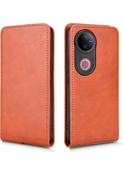 V50 Lüks Dikey Yukarı ve Aşağı Döndürülebilir Kart Yuvası Deri Telefon Kılıfı Koruma Kabuğu (Yurt Dışından)