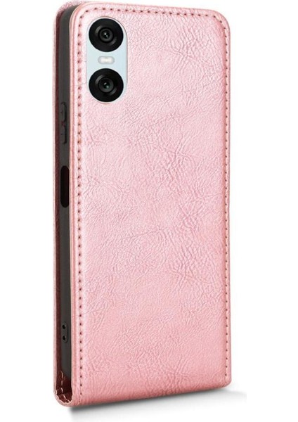 Xperia 1 Vı Lüks Dikey Yukarı ve Aşağı Döndürülebilir Kart Yuvası Deri Telefon Kılıfı Koruma Kabuğu (Yurt Dışından)