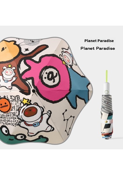 Tam Otomatik Mafsal Kapama Geri Tepme Önleyici Çocuk Şemsiyesi Güneşli ve Yağmurlu Şemsiye Çift Amaçlı Katlanır Şemsiye (Yurt Dışından)