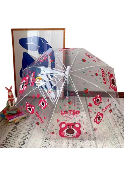 Çocuk Sevimli Şeffaf Uzun Saplı Kemer Şemsiye (Yurt Dışından)