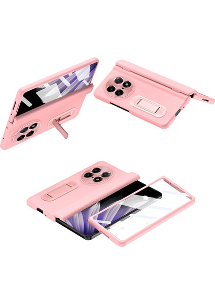 Find N5 5g Kickstand Pc + Temperli Cam Filmli Pu Deri Katlanır Telefon Kılıfı (Yurt Dışından)