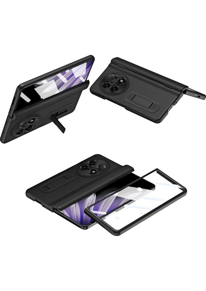 Find N5 5g Kickstand Pc + Temperli Cam Filmli Pu Deri Katlanır Telefon Kılıfı (Yurt Dışından)