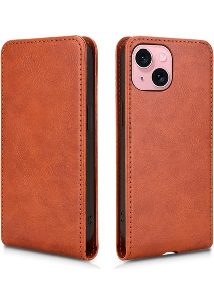 iPhone 15 Plus Lüks Dikey Yukarı ve Aşağı Döndürülebilir Kart Yuvası Deri Telefon Kılıfı Koruma Kabuğu (Yurt Dışından) modelleri