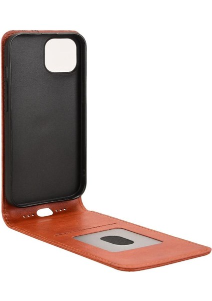 iPhone 15 Plus Lüks Dikey Yukarı ve Aşağı Döndürülebilir Kart Yuvası Deri Telefon Kılıfı Koruma Kabuğu (Yurt Dışından) fırsatları