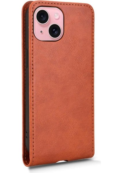 iPhone 15 Plus Lüks Dikey Yukarı ve Aşağı Döndürülebilir Kart Yuvası Deri Telefon Kılıfı Koruma Kabuğu (Yurt Dışından) indirimleri