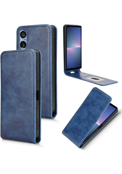 Xperia 5 V Lüks Dikey Yukarı ve Aşağı Döndürülebilir Kart Yuvası Deri Telefon Kılıfı Koruma Kabuğu (Yurt Dışından)