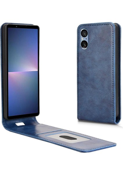 Xperia 5 V Lüks Dikey Yukarı ve Aşağı Döndürülebilir Kart Yuvası Deri Telefon Kılıfı Koruma Kabuğu (Yurt Dışından) indirimleri