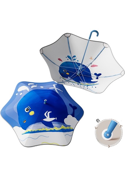 Rulo Çift Güvenlik Yuvarlatılmış Köşe Düz Çubuk Uzun Saplı Şemsiye Vinil Şemsiye Güneşlik Yağmur Şemsiyesi Anaokulu Çocuk Şemsiyesi (Yurt Dışından)