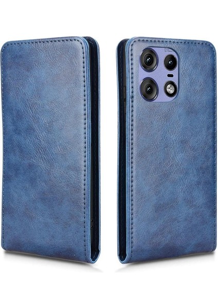 Moto Edge 50 Pro Lüks Dikey Yukarı ve Aşağı Döndürülebilir Kart Yuvası Deri Telefon Kılıfı Koruma Kabuğu (Yurt Dışından)
