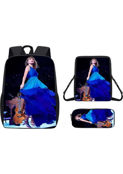 Okul Çantası Ortaokul Öğrencileri Omuz Çantası Çapraz Askılı Çanta Kalem Çantası Üç Set (Yurt Dışından)