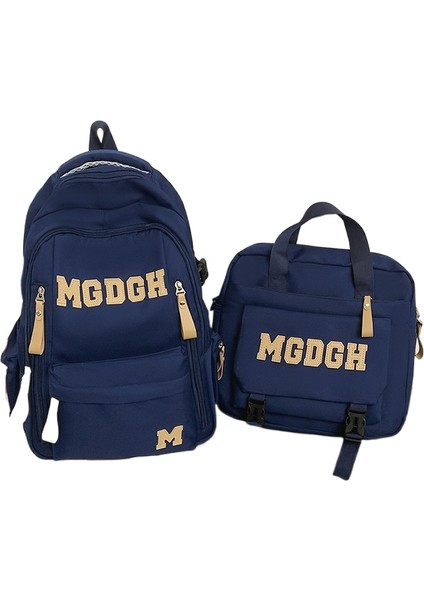 Okul Çantası Iki Set Azaltılmış Yük Büyük Kapasiteli Erkek ve Kadın Aynı Öğrencilerle Basit Harfler Trend Omuz Çantası (Yurt Dışından)