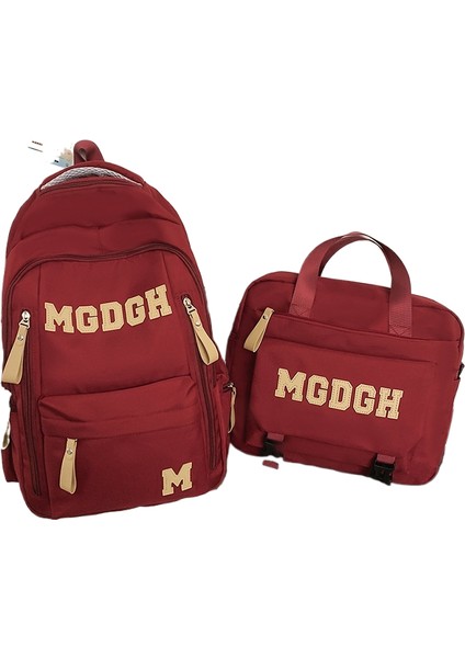 Okul Çantası Iki Set Azaltılmış Yük Büyük Kapasiteli Erkek ve Kadın Aynı Öğrencilerle Basit Harfler Trend Omuz Çantası (Yurt Dışından)