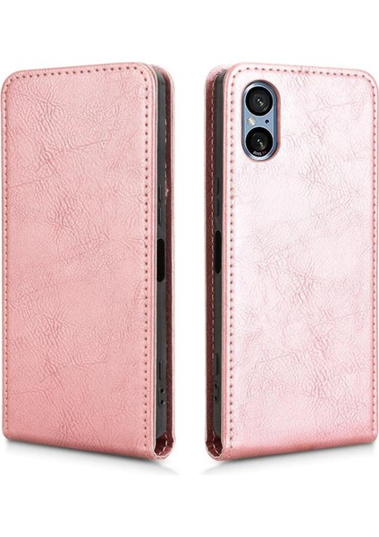 Xperia 5 V Lüks Dikey Yukarı ve Aşağı Döndürülebilir Kart Yuvası Deri Telefon Kılıfı Koruma Kabuğu (Yurt Dışından) modelleri