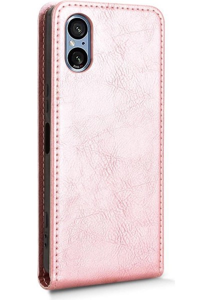 Xperia 5 V Lüks Dikey Yukarı ve Aşağı Döndürülebilir Kart Yuvası Deri Telefon Kılıfı Koruma Kabuğu (Yurt Dışından) indirimleri
