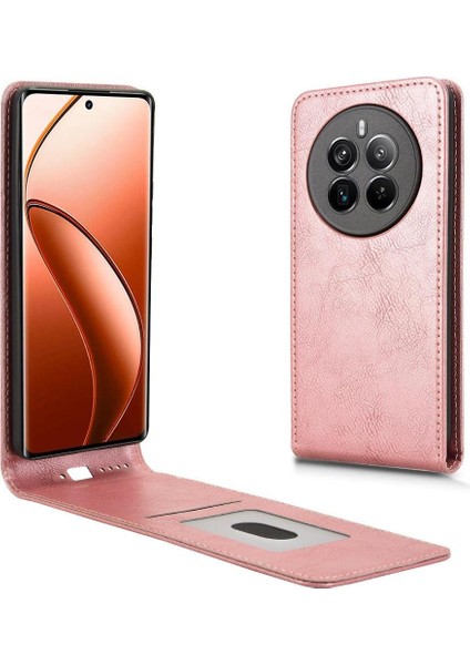 Realme 12 Pro Plus Lüks Dikey Yukarı ve Aşağı Döndürülebilir Kart Yuvası Deri Telefon Kılıfı Koruma Kabuğu (Yurt Dışından)