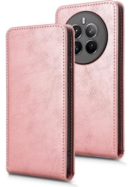 Realme 12 Pro Plus Lüks Dikey Yukarı ve Aşağı Döndürülebilir Kart Yuvası Deri Telefon Kılıfı Koruma Kabuğu (Yurt Dışından) indirimleri