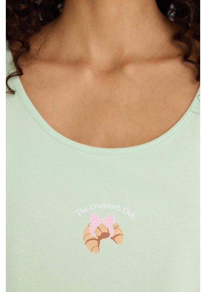 Regular Fit Pijama Takımı Kolsuz Baskılı Üst Beli Lastikli Şort-Fall in Love F1621AX25SM indirimleri