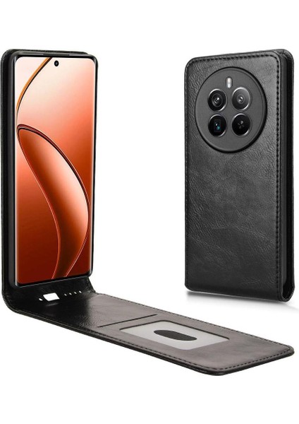 Realme 12 Pro Plus Lüks Dikey Yukarı ve Aşağı Döndürülebilir Kart Yuvası Deri Telefon Kılıfı Koruma Kabuğu (Yurt Dışından) indirimleri