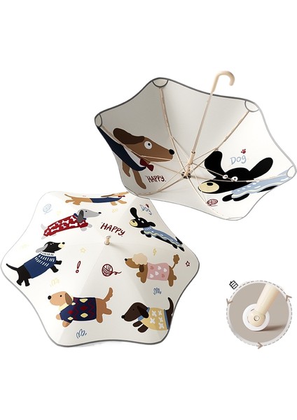 Rulo Çift Güvenlik Yuvarlatılmış Köşe Düz Çubuk Uzun Saplı Şemsiye Vinil Şemsiye Güneşlik Yağmur Şemsiyesi Anaokulu Çocuk Şemsiyesi (Yurt Dışından)