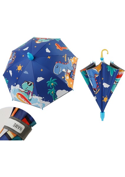 Çocuk Şemsiyesi Sevimli Karikatür Uzun Saplı Şemsiye Güneş Kremi Vinil Şemsiye Çocuklar 6-12 Yaş Isim Etiketi ile (Yurt Dışından)
