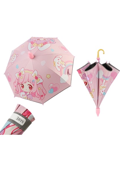 Çocuk Şemsiyesi Sevimli Karikatür Uzun Saplı Şemsiye Güneş Kremi Vinil Şemsiye Çocuklar 6-12 Yaş Isim Etiketi ile (Yurt Dışından)