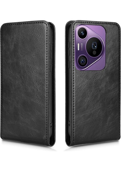 Pura 70 Pro Lüks Dikey Yukarı ve Aşağı Döndürülebilir Kart Yuvası Deri Telefon Kılıfı Koruma Kabuğu (Yurt Dışından)