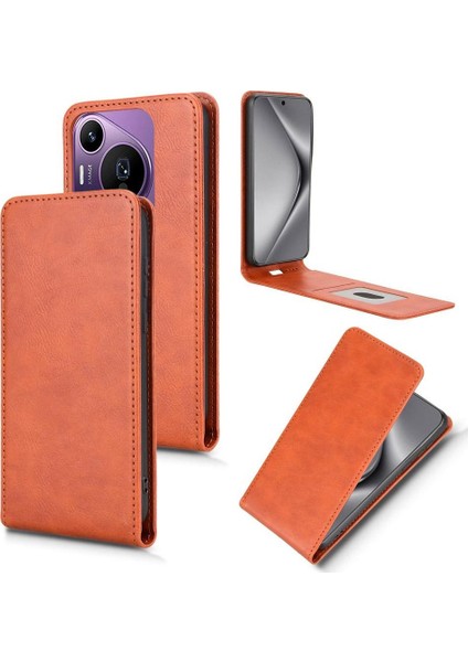 Pura 70 Pro Lüks Dikey Yukarı ve Aşağı Döndürülebilir Kart Yuvası Deri Telefon Kılıfı Koruma Kabuğu (Yurt Dışından)