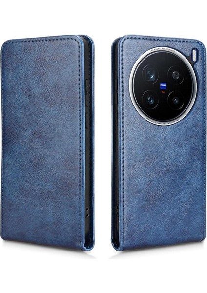 X200 Pro Lüks Dikey Yukarı ve Aşağı Döndürülebilir Kart Yuvası Deri Telefon Kılıfı Koruma Kabuğu (Yurt Dışından)