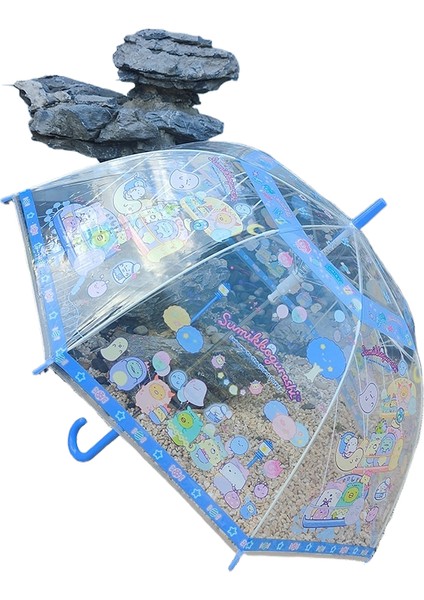 Çocuk Sevimli Şeffaf Uzun Saplı Kemer Şemsiye (Yurt Dışından)