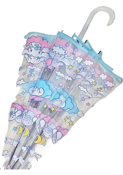 Çocuk Sevimli Şeffaf Uzun Saplı Kemer Şemsiye (Yurt Dışından)