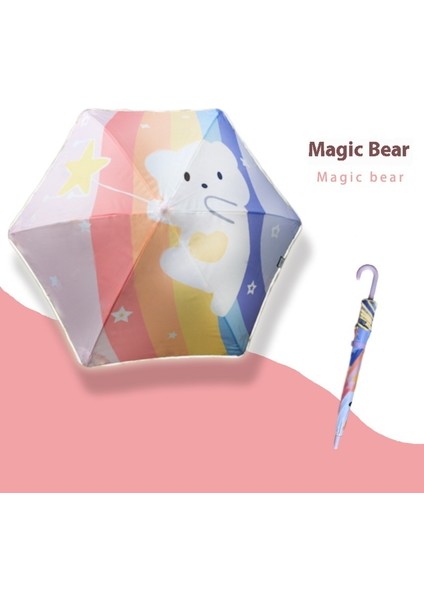 Güvenli Düz Direk Erkek ve Kadın Öğrenciler Çocuk Şemsiye Karikatür Güneş Kremi Uv Güneşlik Güneş Şemsiyesi (Yurt Dışından)