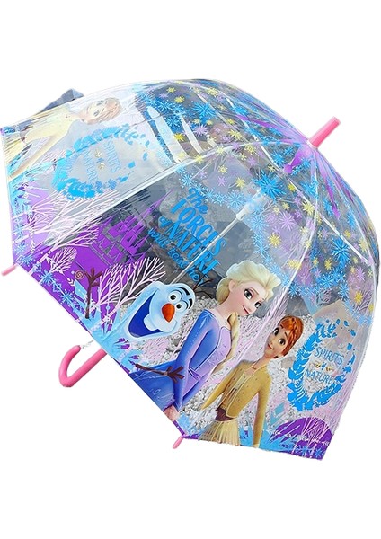Çocuk Sevimli Şeffaf Uzun Saplı Kemer Şemsiye (Yurt Dışından)