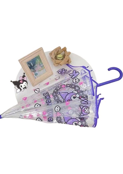 Çocuk Sevimli Şeffaf Uzun Saplı Kemer Şemsiye (Yurt Dışından)