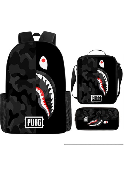 Köpekbalığı Üç Parçalı Okul Çantası Karikatür Ilkokul Öğrencileri Omuz Çantası Kalem Çantası Yüz Bir (Yurt Dışından)