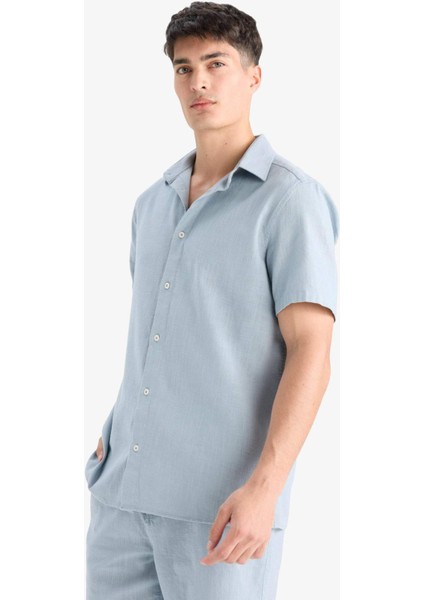 %100 Pamuk Regular Fit Polo Yaka Yazlık Kısa Kollu Gömlek D8613AX25SM indirimleri