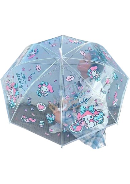 Çocuk Sevimli Şeffaf Uzun Saplı Kemer Şemsiye (Yurt Dışından)