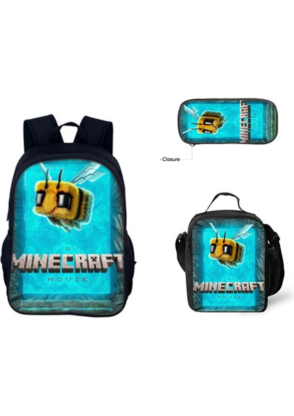 Benim Dünyam Filmi Minecraft Ilkokul ve Ortaokul Öğrencileri Omuz Çantası Üç Parça Set (Yurt Dışından)
