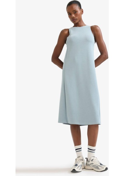 Fit Yuvarlak Yaka Modal Kolsuz Midi Elbise F6186AX25SM fiyatları