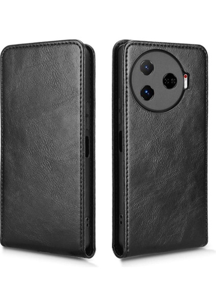 Camon 30 Pro Lüks Dikey Yukarı ve Aşağı Döndürülebilir Kart Yuvası Deri Telefon Kılıfı Koruma Kabuğu (Yurt Dışından)