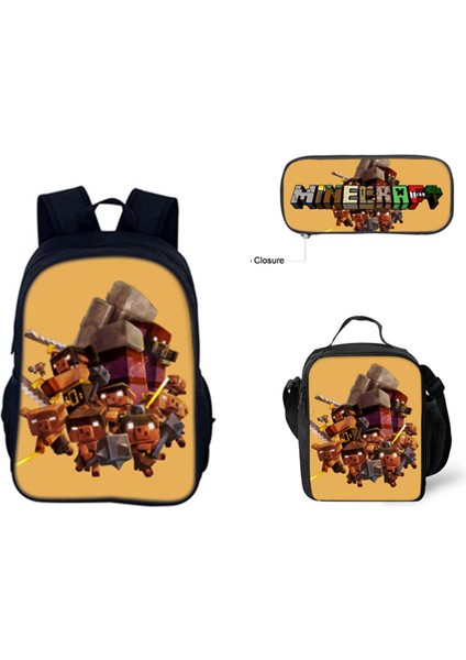 Benim Dünyam Filmi Minecraft Ilkokul ve Ortaokul Öğrencileri Omuz Çantası Üç Parça Set (Yurt Dışından)