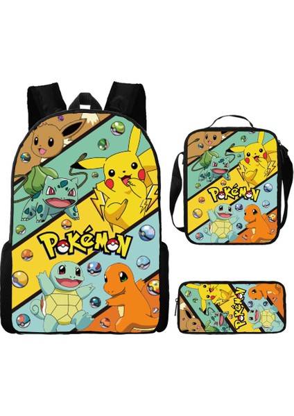 Omuz Okul Çantası Çapraz Askılı Çanta Kalem Çantası Üç Parça Set (Yurt Dışından)