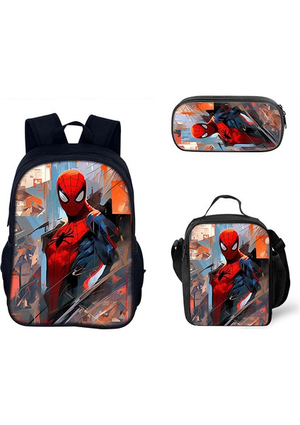 Omuz Çantası Örümcek Adam Okul Çantası Karikatür El Çantası Kalem Çantası Üç Parçalı Set (Yurt Dışından)