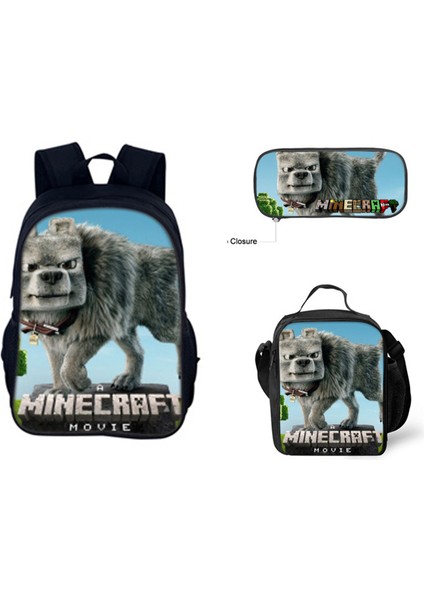 Benim Dünyam Filmi Minecraft Ilkokul ve Ortaokul Öğrencileri Omuz Çantası Üç Parça Set (Yurt Dışından)