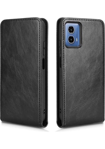 Moto G34 Lüks Dikey Yukarı ve Aşağı Döndürülebilir Kart Yuvası Deri Telefon Kılıfı Koruma Kabuğu (Yurt Dışından)