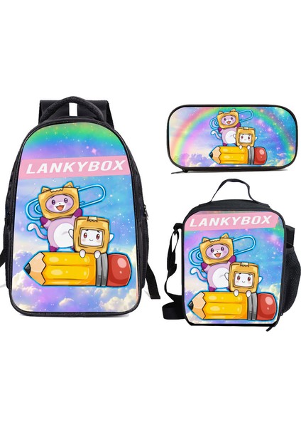 Karikatür Okul Çantası Öğle Yemeği Çantası Omuz Çantası Ilkokul Kırtasiye Kalem Çantası Üç Parça (Yurt Dışından)