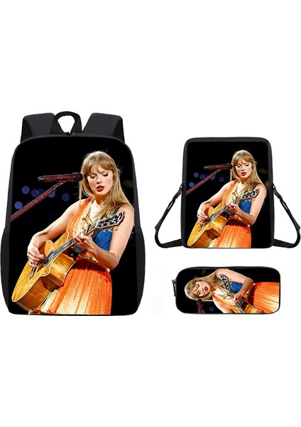 Okul Çantası Ortaokul Öğrencileri Omuz Çantası Çapraz Askılı Çanta Kalem Çantası Üç Set (Yurt Dışından)