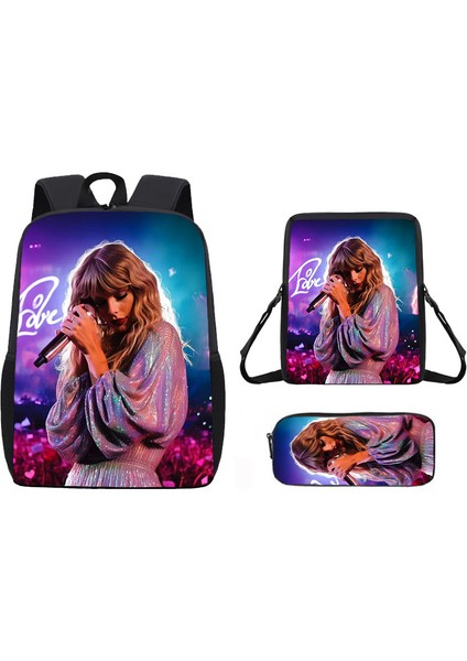 Okul Çantası Ortaokul Öğrencileri Omuz Çantası Çapraz Askılı Çanta Kalem Çantası Üç Set (Yurt Dışından)